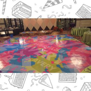 white custom dance floor wrap south florida dance floor white vinyl custom printed boca raton florida (1) white custom dance floor wrap south florida dance floor white vinyl custom printed boca raton florida (1)